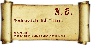 Modrovich Bálint névjegykártya